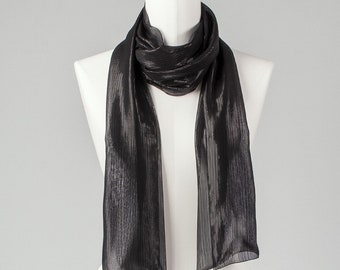 Silk scarf / neck scarf / shoulder scarf / scraf / scarf / wrap scarf / "Black Metal Midi" with and without pearl decoration