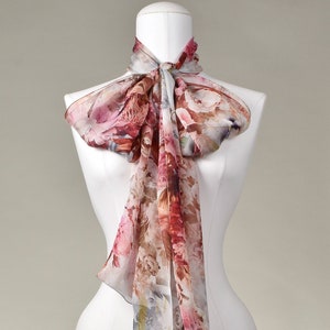 Silk scarf / silk shawl / shawl / wrap scarf / neckerchief / scarf / &quot;Hazy Rose&quot; with or without pearl decoration