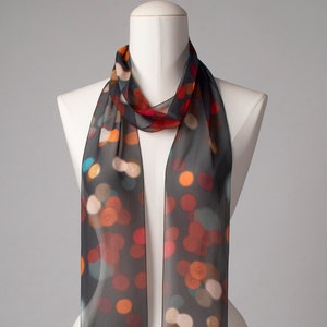 Silk scarf/ladies&#39; scarf &quot;Night Lights Slim&quot; with or without pearl decoration