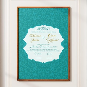 Nikkah Certificate (Front & Back) | Nikkah Contract | Islamic Marriage | Muslim Wedding | Nikah Nama | Islamic Wedding A4 | Canva Template