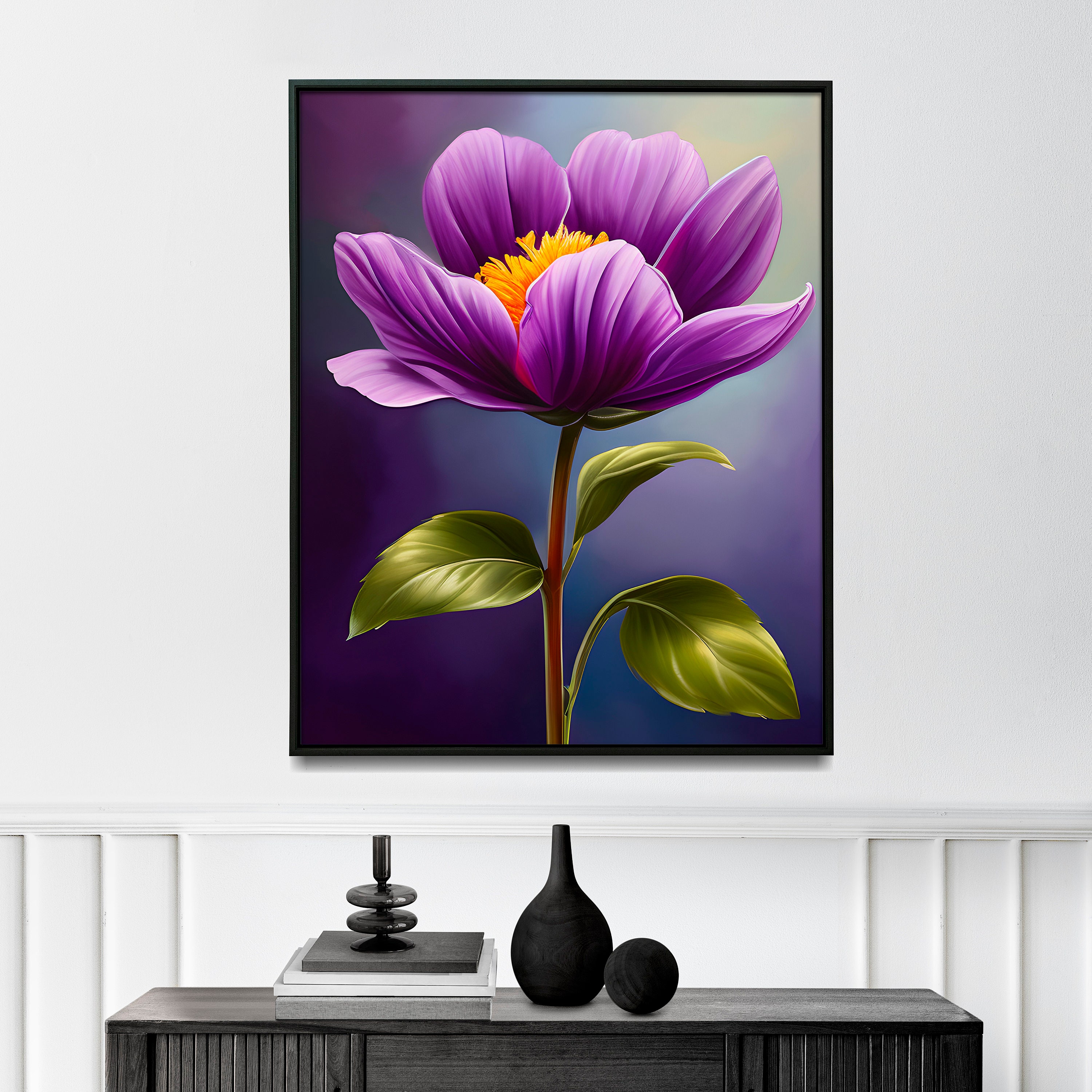 Simple Modern Art Oil Painting Leopard Flowers and Lotus Purple Flowers  Decorate the Stairway Room Wall Background - AliExpress