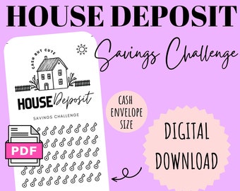 HOUSE deposit Savings Challenge | DIGITAL DOWNLOAD | Printable Savings Challenge | Cash Stuffing | Cash Challenge | CashButCute