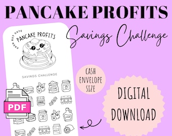 Pancake Profits Savings Challenge | DIGITAL DOWNLOAD | Printable Savings Challenge | Cash Stuffing | Cash Savings Challenge | CashButCute |