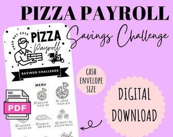 Pizza Payroll Savings Challenge | DIGITAL DOWNLOAD | Printable Savings Challenge | Cash Stuffing | Cash Savings Challenge | CashButCute |