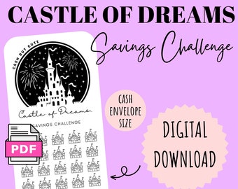 Castle of Dreams Savings Challenge | DIGITAL DOWNLOAD | Printable Savings Challenge | Cash Savings Challenge | Holiday | CashButCute
