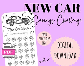 New Car Savings Challenge | DIGITAL DOWNLOAD | Printable Savings Challenge | Cash Savings Challenge | CashButCute