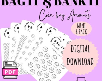 BAG it and bank it bundle | Challenge | DIGITAL DOWNLOAD | Printable Savings Challenge | Cash Stuffing | Cash Challenge | CashButCute