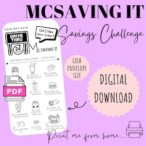McSavingit Savings Challenge | DIGITAL DOWNLOAD | Printable Savings Challenge | Cash Stuffing | Cash Savings Challenge | CashButCute |