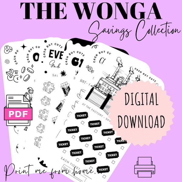 The Wonga Collection Savings Challenges | DIGITAL DOWNLOAD | Printable Savings Challenge | Cash Stuffing | Cash Savings | CashButCute |