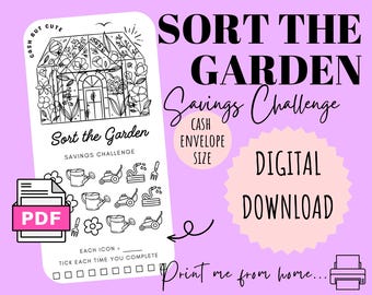 sort the GARDEN Challenge | DIGITAL DOWNLOAD | Printable Savings Challenge | Cash Savings Challenge | CashButCute |