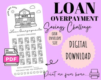 LOAN overpayments Savings Challenge | DIGITAL DOWNLOAD | Printable Savings Challenge | Cash Savings Challenge | CashButCute |