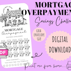 Sparutmaning för överbetalning av bolån | DIGITAL NEDLADDNING | Utskrivbar sparutmaning | Fyllning | Kontantsparutmaning | CashButCute |