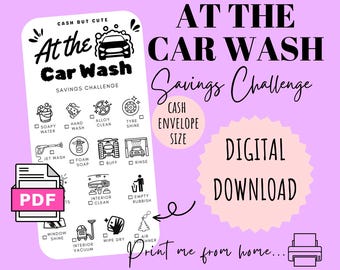 At the CAR Wash Savings Challenge | DIGITAL DOWNLOAD | Printable Savings Challenge | Cash Savings Challenge | CashButCute |