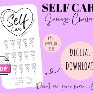 Self Care Savings Challenge | DIGITAL DOWNLOAD | Printable Savings Challenge | Cash Stuffing | Cash Savings Challenge | CashButCute |