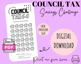 Council Tax Savings Challenge | DIGITAL DOWNLOAD | Printable Savings Challenge | Cash Stuffing | Cash Savings Challenge | CashButCute |