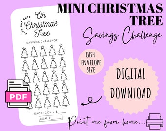 Mini Christmas Tree Savings Challenge | DIGITAL DOWNLOAD | Printable Savings Challenge | Cash Savings Challenge | CashButCute