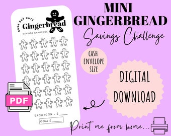 Mini Gingerbread Christmas Savings Challenge | DIGITAL DOWNLOAD | Printable Savings Challenge | Cash Savings Challenge | CashButCute