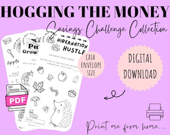 HOGGING the money bundle Savings Challenges | DIGITAL DOWNLOAD | Printable Savings Challenge | Cash Stuffing | Autumn Savings | CashButCute
