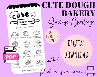 Cute Bakery Savings Challenge | DIGITAL DOWNLOAD | Printable Savings Challenge | Cash Stuffing | Cash Savings Challenge | CashButCute |