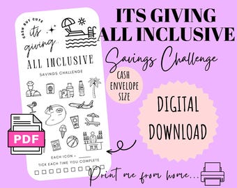 Its Giving All Inclusive HOLIDAY Savings Challenge | DIGITAL DOWNLOAD | Printable Savings Challenge | Cash Savings Challenge | CashButCute |