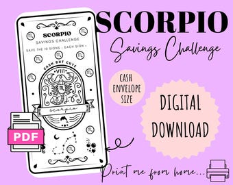 SCORPIO horoscope Savings Challenge | DIGITAL DOWNLOAD | Printable Savings Challenge | Cash Stuffing | Savings Challenge | CashButCute