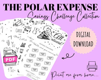 The POLAR Expense Collection Savings Challenges | DIGITAL DOWNLOAD | Printable Challenge | Cash Stuffing | CashButCute |