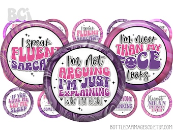 Sarcastic Bottle Cap Images - BCI Pink Sarcasm Bottle cap Images  - Humor Sarcastic Quotes - Digital 1 inch 25mm Circles - Funny Sarcasm BCI