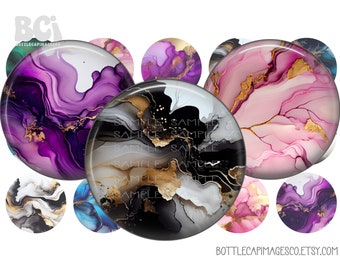 Marble Images - Agate BCI Bottle Cap Images - 1 inch 25mm Circles - 4X6 Digital Sheet - Boho Marble Agate Images - Spiritual Gems BottleCap