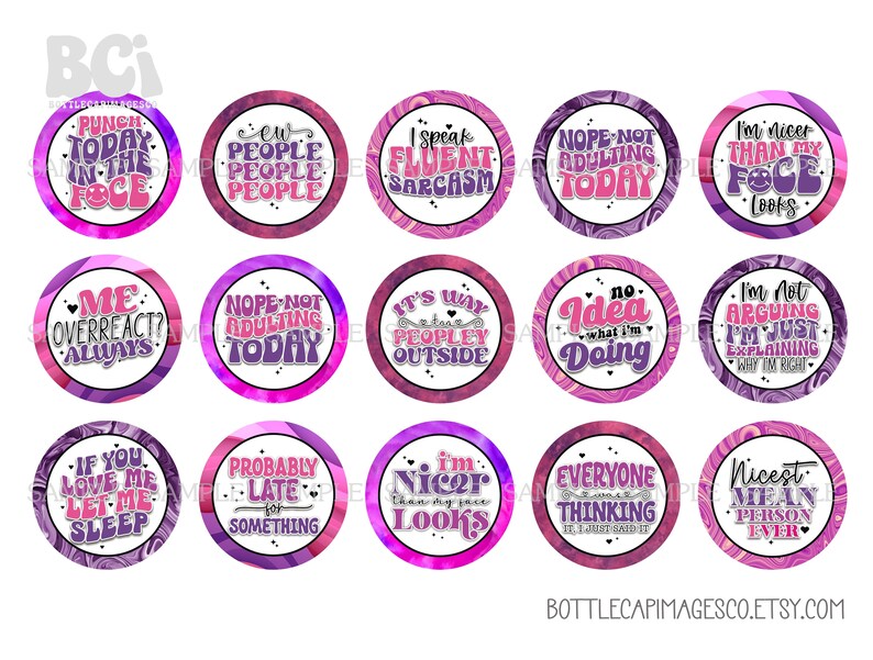 Sarcastic Bottle Cap Images BCI Pink Sarcasm Bottle Cap Images Humor Sarcastic Quotes Digital 1