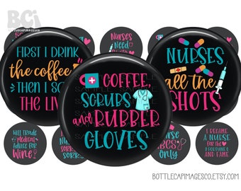 Nurse Shots Bottle Cap Images - Nursing Bottle Cap Images - BCI 1 Inch 25mm Circles - Digital Sheet - Nurse Life - Call the Shots - RN, CNA