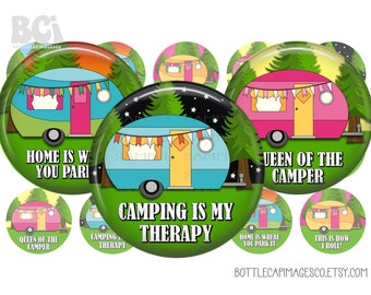 Camper Bottle Cap Images - 1 Inch Circles (Digital Download)