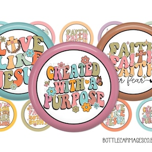 Christian Faith Images - Digital 1 Inch 25mm Bottle Cap Images - Christian Jesus BottleCap Images - Bible, Faith, Christian, Cross, Purpose