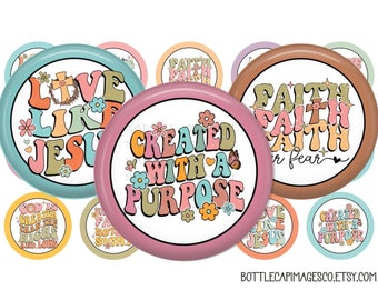 Christian Faith Images - Digital 1 Inch 25mm Bottle Cap Images - Christian Jesus BottleCap Images - Bible, Faith, Christian, Cross, Purpose