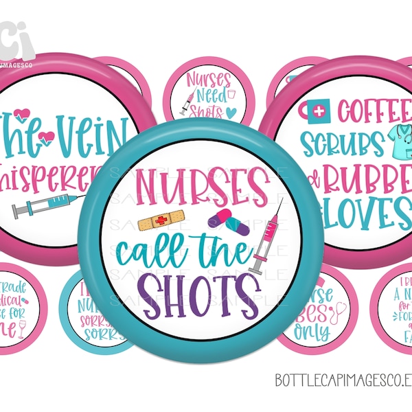 Nurse Life Bottle Cap Images - Nursing BottleCap Images - BCI Digital 1 Inch 25mm Circles - Nursing School, Registered Nurse, Scrubs, Coffee