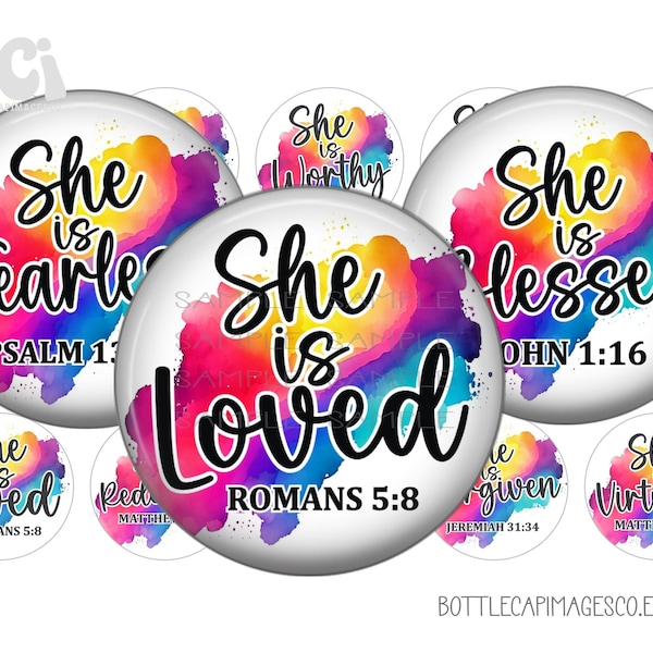 Christian Bible Verse Bottle Cap Images - Women's Inspirational Bible Quotes - BCI Digital 1inch 25mm Circles - Psalms, Romans, Proverbs BCI