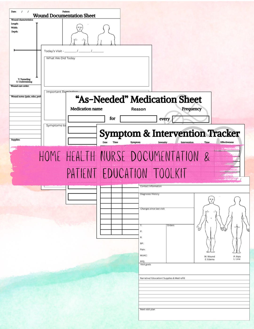Home Health Nurse Documentation Bundle | Report Sheet, Wound Care ...