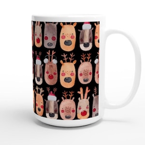 Jumbo Keramik Kaffee Tasse (440ml) | Rentiere | Geschenk Frau Mann, Weihnachten, Geburtstag, Abschiedsgeschenk, Lehrer, Kollege, Freund