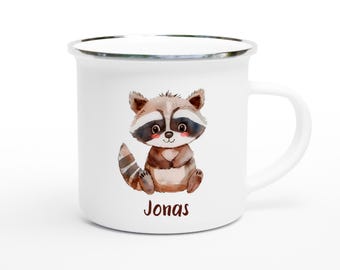 Children's mug personalized | Wandelwald Dachs | Enamel mug with name | Gift for girls, boys, baby birth, birthday, kindergarten