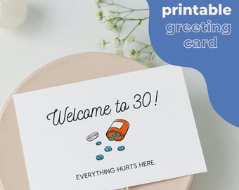Printable 30th birthday card, funny birthday card, 30th bday card (instant download)