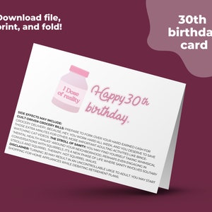 Printable 30th birthday card, funny birthday card, 30th bday card (instant download)