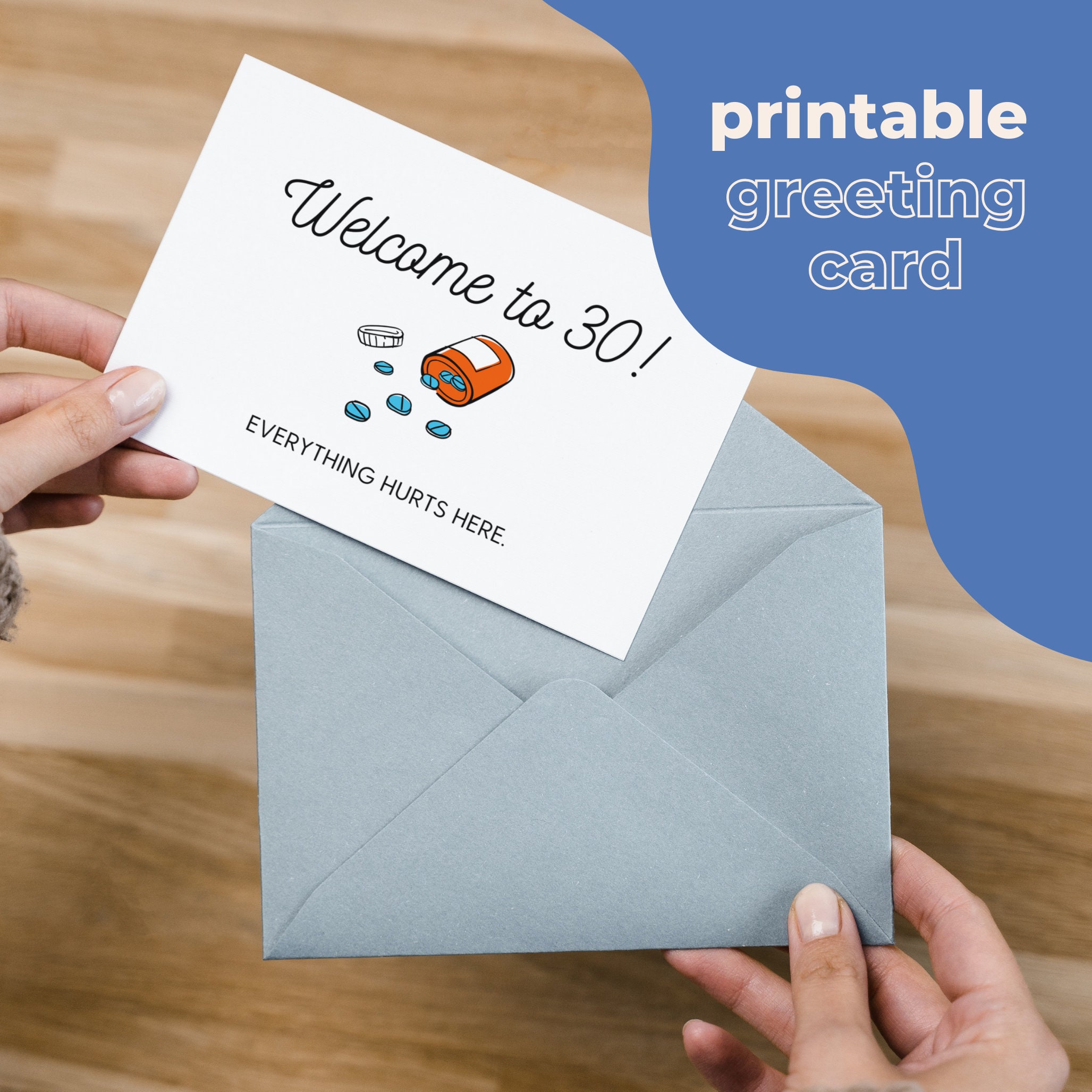 Printable 30th Birthday Card, Funny Birthday Card, 30th Bday Card