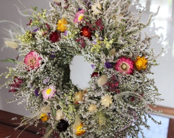 Cadeaux pour la fête des mères, couronnes de printemps, couronne faite à la main, fleurs séchées, couronne de fleurs séchées, couronne lumineuse, cadeau de fête des mères, fête des mères