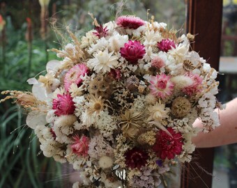 Bridal bouquet, dried flower wedding bouquet, summer wedding flowers, dry bridal bouquet, purple bridal bouquet, dry wedding bouquet