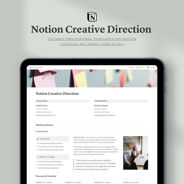 Notion Creative Direction Template | Professional Notion Template | Unlock Your Creative Vision