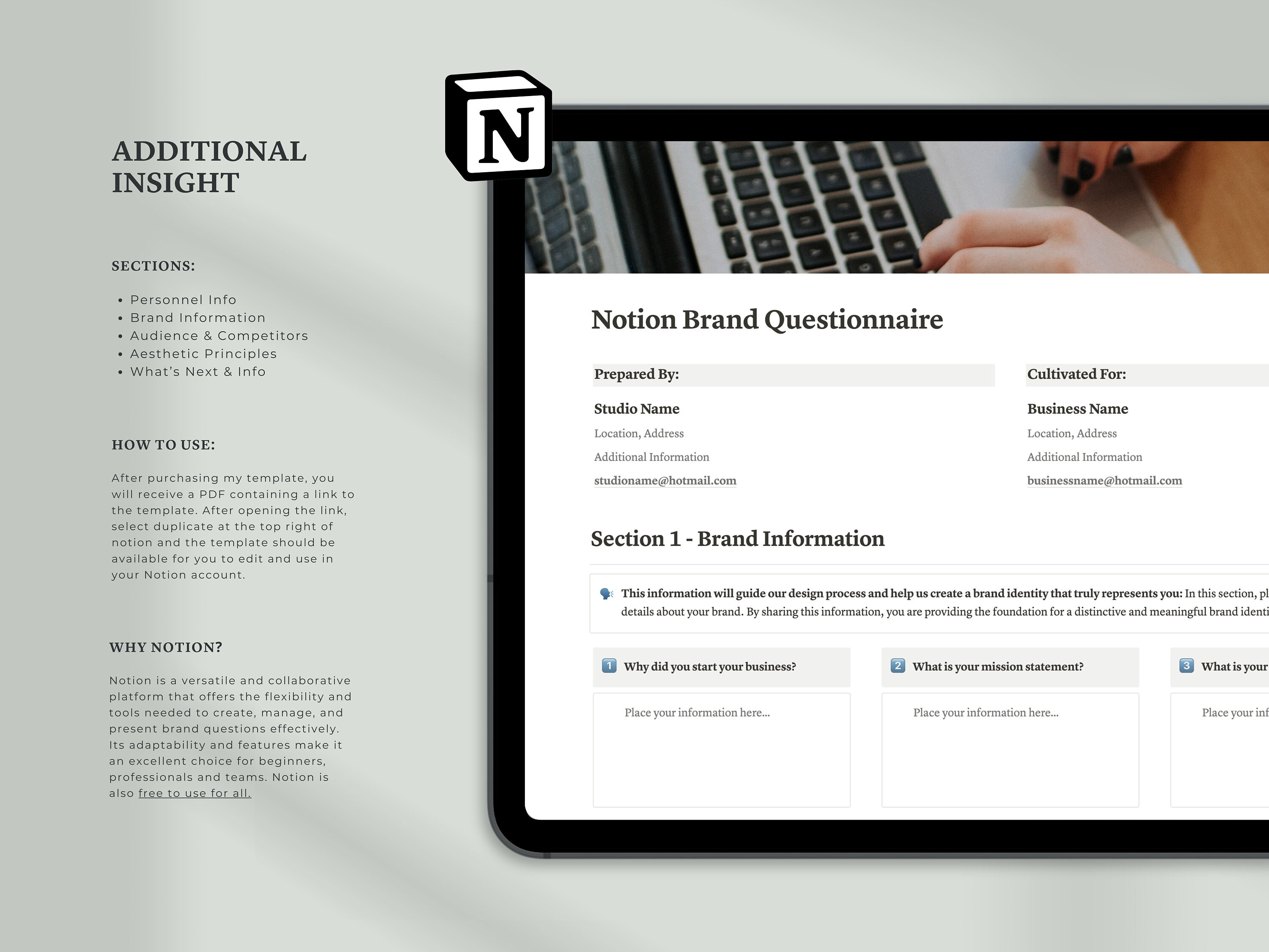 Notion Brand Questionnaire Template Comprehensive Notion Template