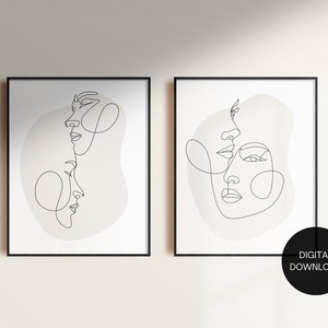 Minimalist One Line Decor Art Set For Your Home | Digital Downloadable Prints