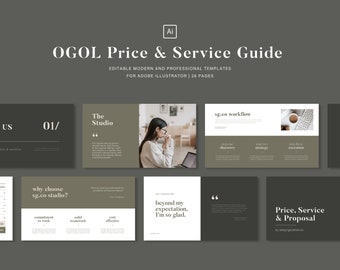 OGOL - Guía de precios y servicios / Adobe Illustrator / Dirección de marca / Branding / Kit de bienvenida al cliente / Propuesta de proyecto / Lista de verificación