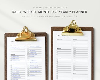 Daily, Weekly, Monthly And Yearly Planner | Canva