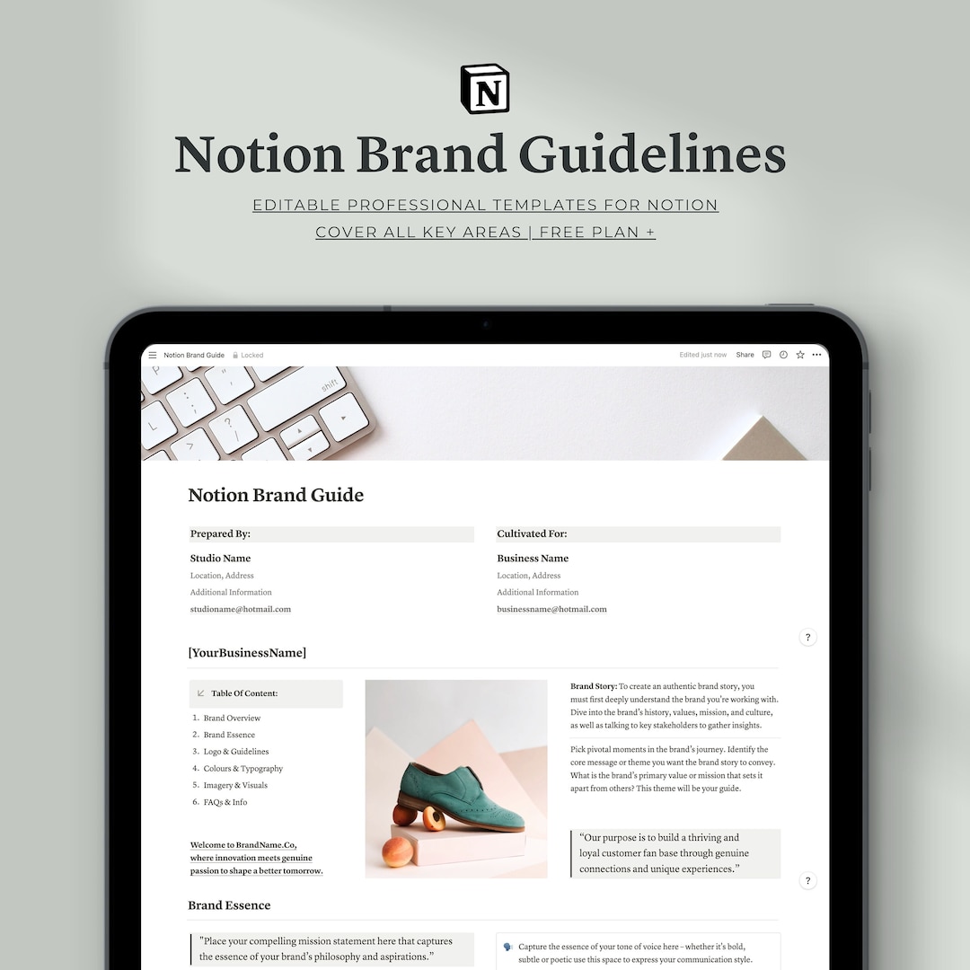 Notion Brand Guidelines Template Professional Notion Template Craft