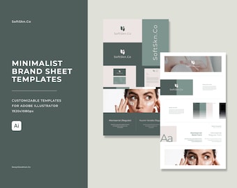 Brand Board Sheets Template | Adobe Illustrator | Brand Direction | Branding Kit | Brand Style Guide | SoftSkn